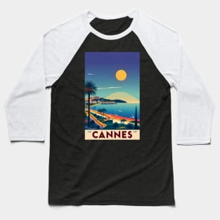 A Vintage Travel Art of Cannes - France Baseball T-Shirt